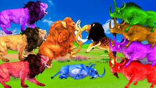 5 Buffalos vs 3 Lions Attack Giant Zombie Lions African Elephant Save Woolly Mammoth Elephant [upl. by Day]