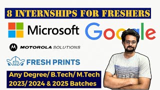 8 Amazing Internships Opportunities for Freshers  Any Degree BTech amp MTech Can Apply  FLM [upl. by Nerrak]