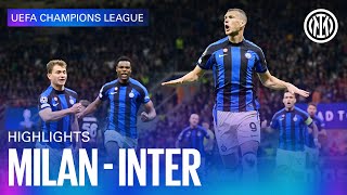 MILAN 02 INTER  HIGHLIGHTS  UEFA CHAMPIONS LEAGUE 2223 ⚽⚫🔵🇮🇹 [upl. by Asaph]