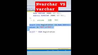 Difference between VARCHAR vs NVARCHAR SQL Interview Questions 2024 [upl. by Enelrahc]