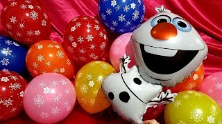 OLAF MYLAR BALLOON AND SNOWFLAKE BALLOONS POP [upl. by Lena624]