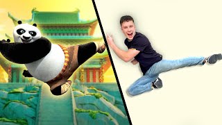 Trying Kung Fu Panda stunts in REAL LIFE [upl. by Eleon]