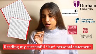 Reading my law personal statement  Uni of Bristol  Leeds Durham amp more [upl. by Sheley]