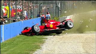 Raikkonen crash monza  FP3 2007 [upl. by Alleahcim]