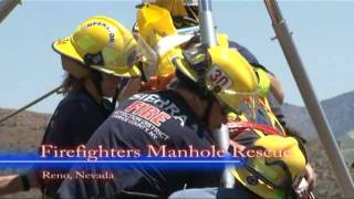 Firefighters use lifesaving skills to rescue worker from manhole [upl. by Nahgeem]