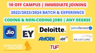 10 Off Campus  202220232024 batch amp Experienced  Any Degree [upl. by Soane]