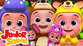 Cinco pequeños bebés  Canciones infantiles en español  Musica  Junior Squad  Videos educativos [upl. by Anirrehs281]