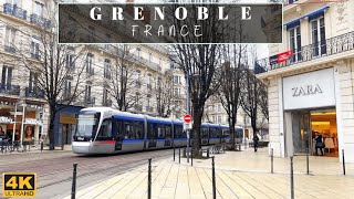 France 🇫🇷  4K Walk  Grenoble  City in the AuvergneRhôneAlpes region of Southeastern France [upl. by Nanahs]