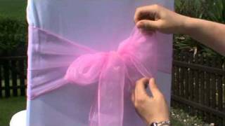 Wedding Chair covers  How to Tie an Organza Chair Sash [upl. by Bonacci]