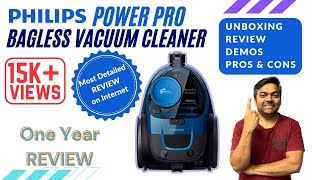 Philips PowerPro FC935201  1 YEAR REVIEW with DEMOS  Compact Bagless Vacuum Cleaner Philips [upl. by Refinej]