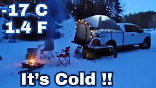 Truck Tent Winter Camping With A 90 Amazon Napier Truck Tent First Test In Sub Zero Temps [upl. by Atsugua]