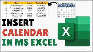 How to Insert Calendar in Excel [upl. by Aleac]