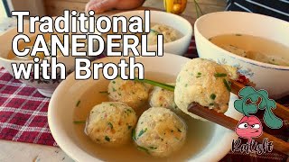 TRADITIONAL CANEDERLI WITH BROTH Dumplings with bread recipe [upl. by Einafets300]