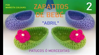 Zapatitos Bebé Crochet quotAbrilquot 2 Merceditas por Maricita [upl. by Ahsa]