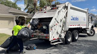 Jacobs Heil PT1000 Rear Loader Garbage Truck Flying Thru The Villages [upl. by Hsreh]