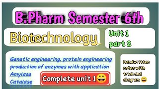 Bpharm semester 6 biotechnology part 2 complete unit1 😀👍 [upl. by Alan]