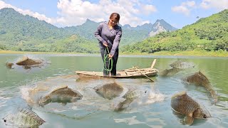 The fishing girl caught a large school of fish the girls survival on the lake [upl. by Nace273]