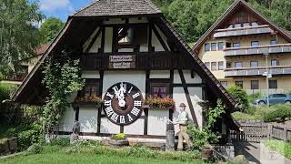 Big Cuckoo clock house tour Erste weltgrößte KuckucksuhrSchonach im Schwarzwald Germany [upl. by Asereht128]