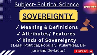 Sovereignty Meaning Attributes and Kinds  Political Science  Simplify law [upl. by Eniamrahs306]