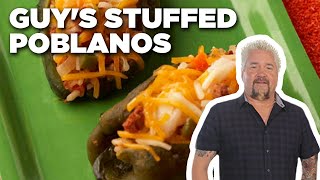 Guy Fieris Poblanos Stuffed with Chorizo Shrimp amp Rice THROWBACK  Guys Big Bite  Food Network [upl. by Elita]