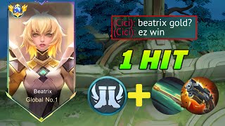 GLOBAL BEATRIX PERFECT ONE SHOT BUILD FOR SOLO RANK  AUTO WINSTREAK  MUST TRY [upl. by Astrix]