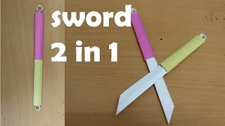 How to make a Double Paper Sword  Two in One   Mini Weapon crazyPTs Design [upl. by Tabbatha516]