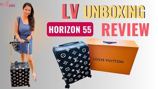 Unboxing Louis Vuitton Horizon 55 Review  Bicolor Monogram Luggage [upl. by Nada358]