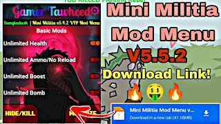 Mini Militia Mod Menu v552  Mini Militia Hack Mod Download Link  Mini Militia Hack [upl. by Ylsew]