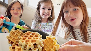 MAKiNG WAFFLES for MOM Backyard Games and pirate island fun with Family Best Mothers day Ever [upl. by Larochelle]