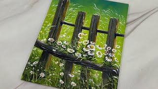 Summer Blooms by the Fence  StepbyStep Acrylic Painting for beginners [upl. by Avaria]