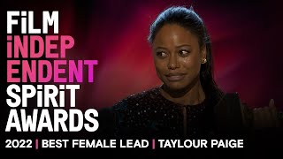 TAYLOUR PAIGE wins BEST FEMALE LEAD at the 2022 Spirit Awards [upl. by Sherwin]