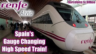 Spains GAUGE CHANGING High Speed Train Renfe Alvia S120 [upl. by Josephine316]