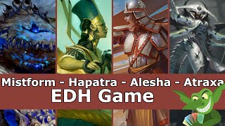 Mistform vs Hapatra vs Alesha vs Atraxa EDH  CMDR game play for Magic The Gathering [upl. by Inotna547]