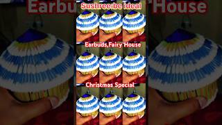 DIY Christmas House using Earbudsbestoutofwaste easydiy craft miniaturehousefairyhousetrending [upl. by Nysilla]