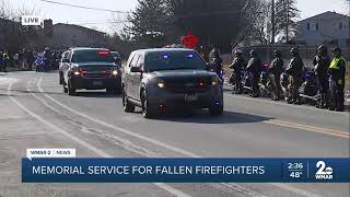 Procession to Dulaney Valley underway for firefighters Paul Butrim Kelsey Sadler and Kenneth Lacayo [upl. by Allen354]