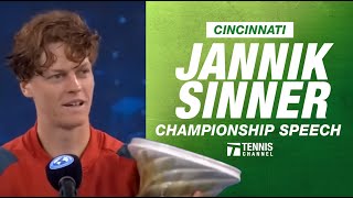 Jannik Sinners 2024 Cincinnati Open Championship Speech  2024 Cincinnati Final [upl. by Alcina]