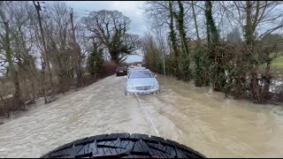 Going through 3ft Water   Towing someone out of a flood while sinking [upl. by Irtimid]