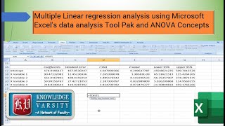 Multiple Linear regression analysis using Microsoft Excels data analysis Tool Pak and ANOVA Concept [upl. by Robenia]