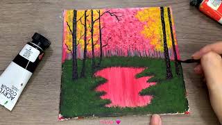 A Cold Autumn Forest Painting  Acrylic Painting for Beginners [upl. by Renner95]