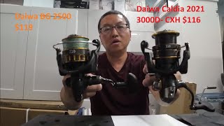 116 Daiwa Japan BG 2021 CALDIA LT3000CXH VS 119 DAIWA USA BG 25000 UNBOXING [upl. by Ahsim241]