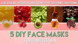 5 DIY FACE MASKS for flawless skin  Homemade Natural ACNE remedies  Anti Ageing etc  PEACHY [upl. by Ronoel]