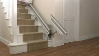 Stannah 600 Stairlift Retractable Rail Descending Stairs [upl. by Adianes]