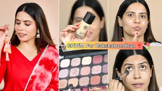 Soft Glam Makeup Look For Rakshabandhan 2024✅😍 NO kajal No Eyeliner Easy Brow Smokey Eye tutorial [upl. by Heigho49]