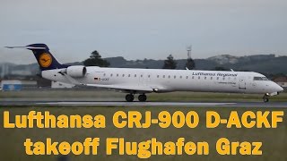 Lufthansa LH2347 CRJ900 takeoff Flughafen Graz  DACKF [upl. by Odel]