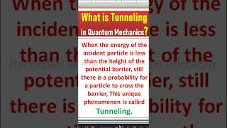 Tunnel effect in Quantum Mechanics utube shorts [upl. by Pulling]