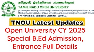 TNOU CY 2025 Special BEd Admission Prospectus Entrance ExamHow to apply Full Details 👍 [upl. by Peper]