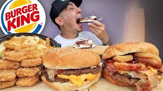 MUKBANG EATING Burger King Roasted Garlic King Burger Roadhouse King Hershey Sundae Pie Nuggets [upl. by Thunell762]