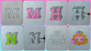 N M H 3D lettering and illusions [upl. by Lesab]