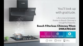 Bosch Filterless Chimney Self Clean technology 90cm DWKA98G60I [upl. by Noryk422]