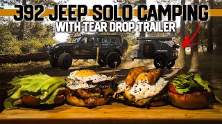 SOLO Jeep Wrangler 392 Teardrop Camping amp Truffle Bacon Smash Burgers ASMR [upl. by Enilauqcaj277]